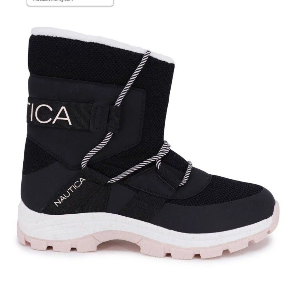 NAUTICA Palo Verde Womens Size 6 Black Fur Lace Up Snow Boots NEW